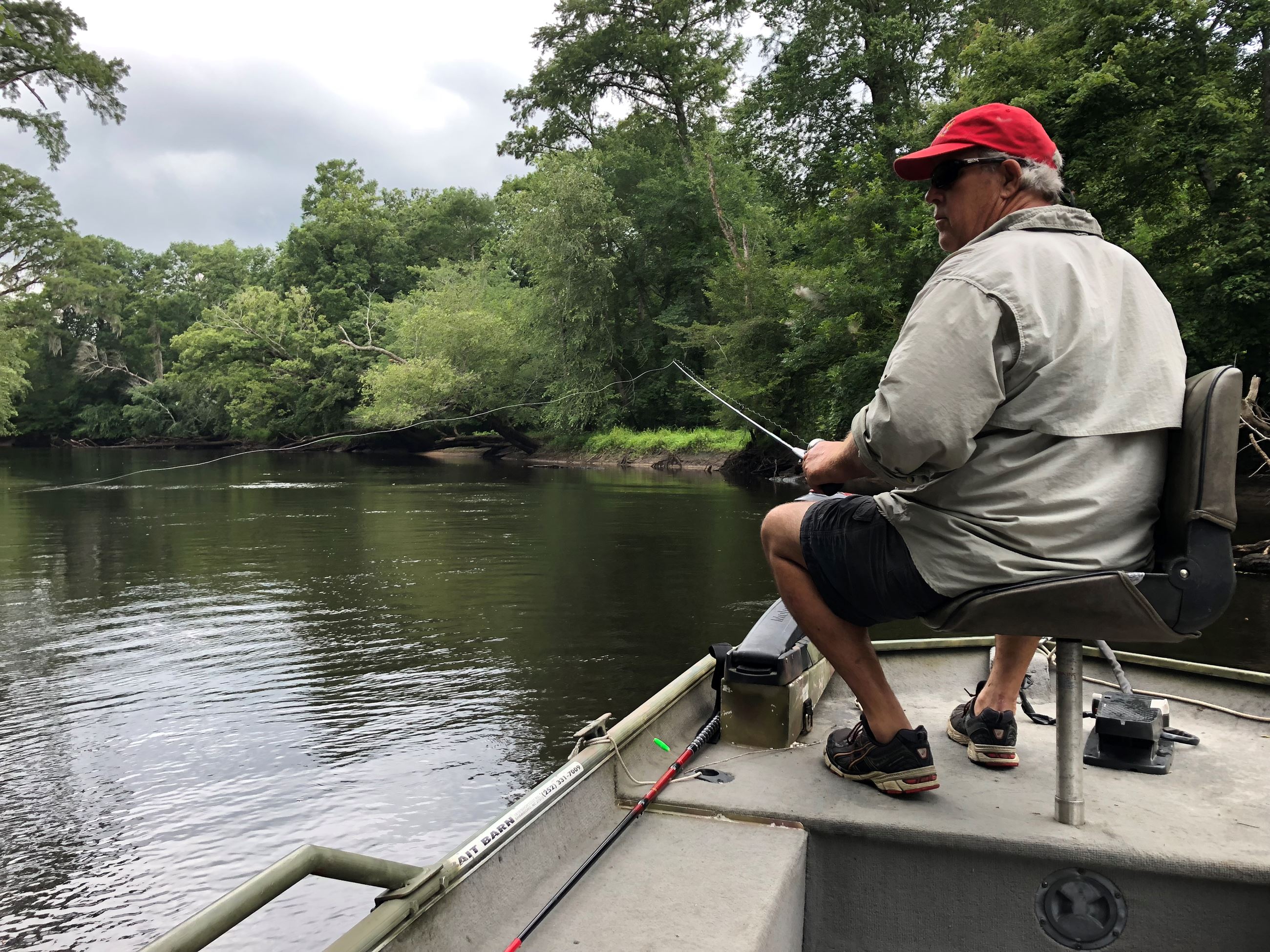 Man fishing on river